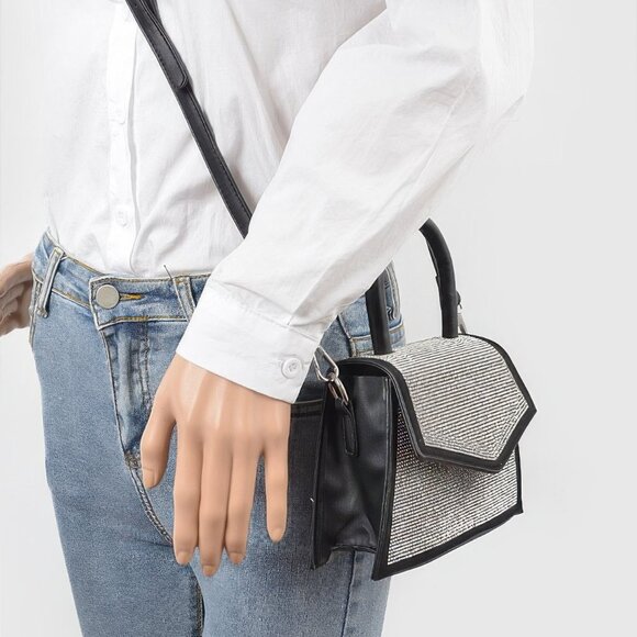 Rhinestone Top Handle Crossbody Bag